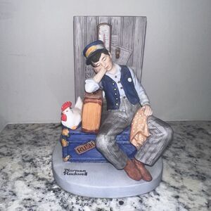 NORMAN ROCKWELL "Asleep on the Job" Porcelain Figurine 1980 Danbury Mint